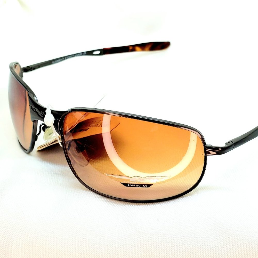 NWT Element Eight Bronze Metal Oval Wrap Brown Polarized Lens SunglassesES1313